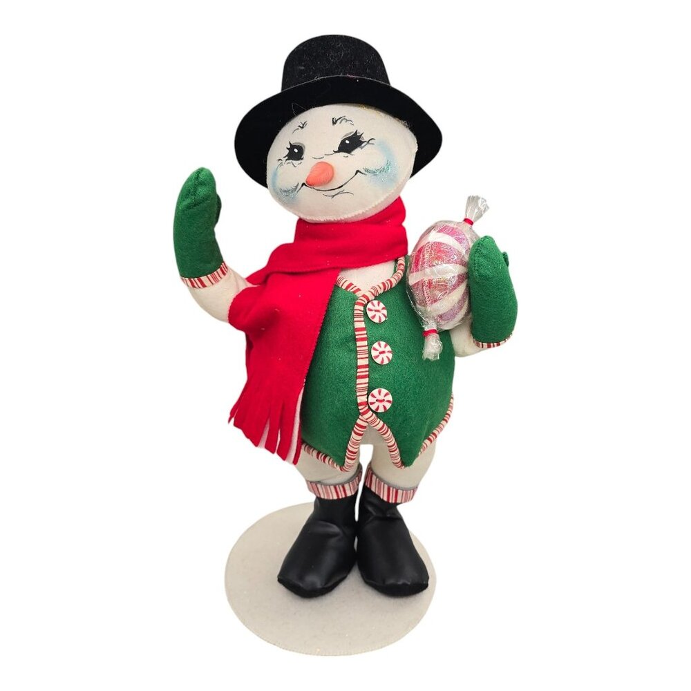 Annalee Christmas 2007‎ Snowman Peppermint Candy Mobility Doll 16.5" Holiday